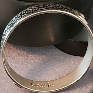 Coach black and silver enamel bangle